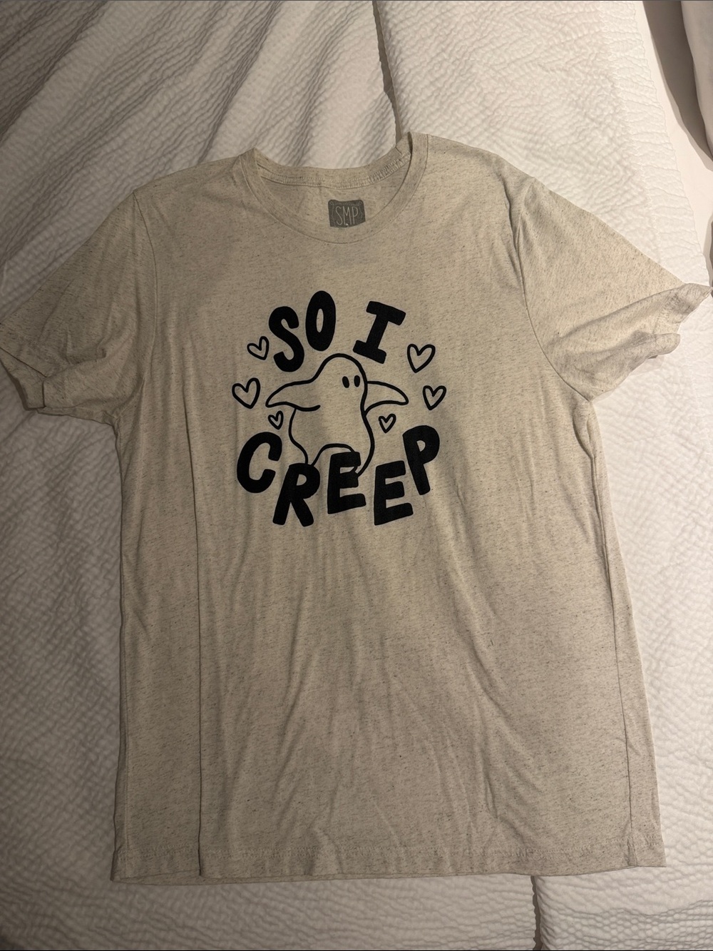 Beige 'So I Creep' Graphic Tee - Casual Short Sleeve Top